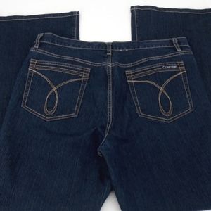 Calvin Klein Flare Jeans Women's Size 16/34 Dark Wash Stretch Cotton Blend